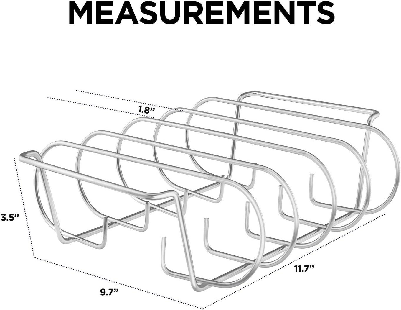 Rib Rack, Stainless Steel Roasting Stand, Holds 4 Ribs for Grilling Barbecuing & Smoking - BBQ Rib Rack for Gas Smoker or Charcoal Grill : Patio, Lawn & Garden
