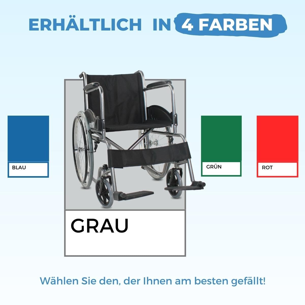 Mobiclinic®, Rollstuhl klappbare, Selbstfahrer, Faltbar, Alcazaba, Sitz 46 cm, Bordsteinüberwindungssystem, Gepolsterte armlehnen, Fußstützen, Anti-plattreifen, Bremsen an den rädern