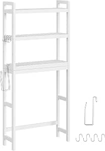 Étagère WC,3 Niveaux, avec Étagère Réglable, convient à la Plupart des Toilettes, Gain de place, Montage Facile, Beige Naturel - Maison