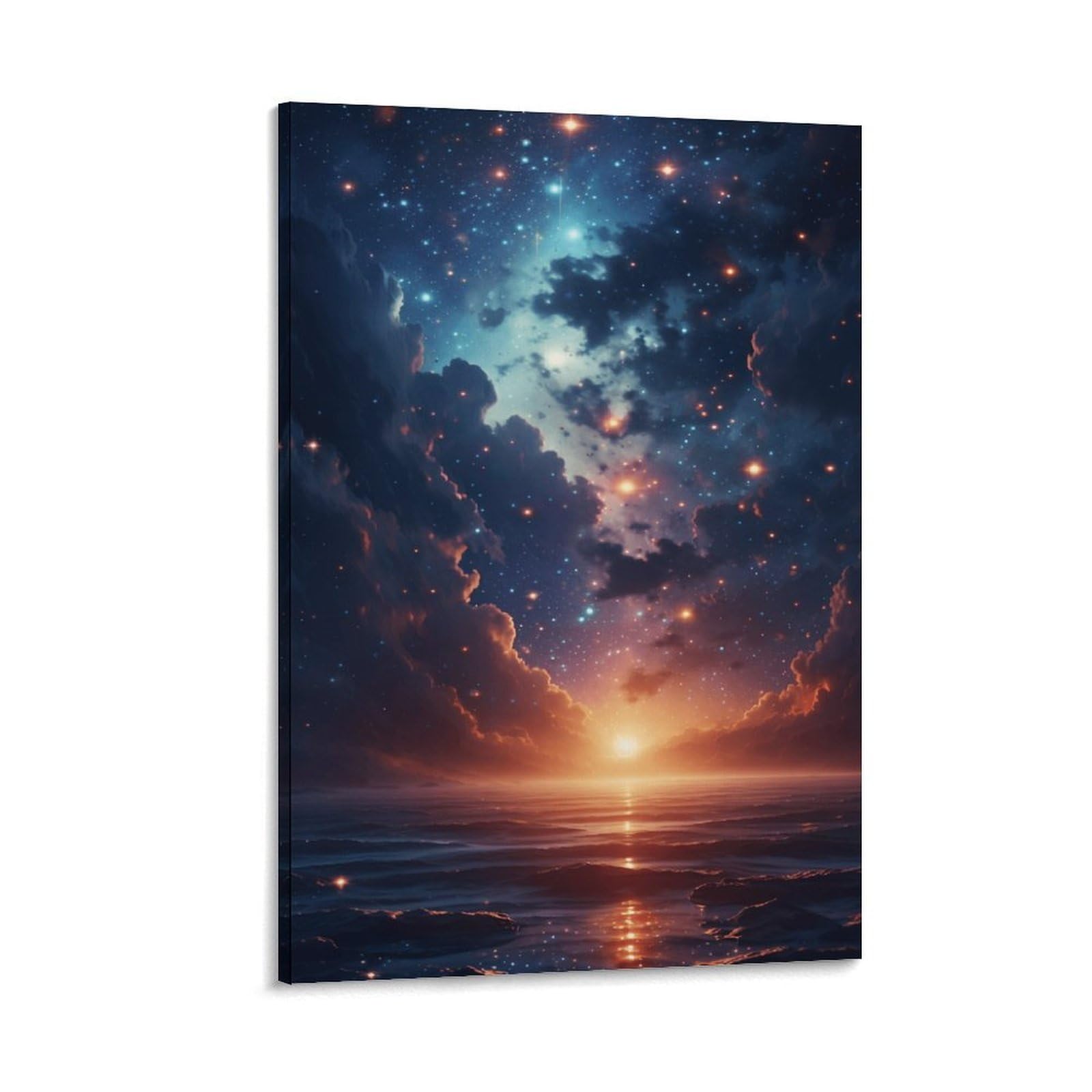 XPASHIQWC Star Sea Sunset Poster Artwork Canvas Prints Picture Modern Wall Art Picture Wall Hanging for Bedroom Living Room Decor 08x12inch(20x30cm)
