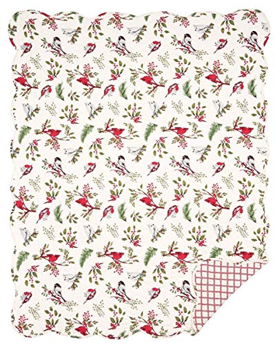 C&F Home C&F Reversible Cotton Sprig Bird Scalloped Edge Throw 48 Inches x 60 Inches
