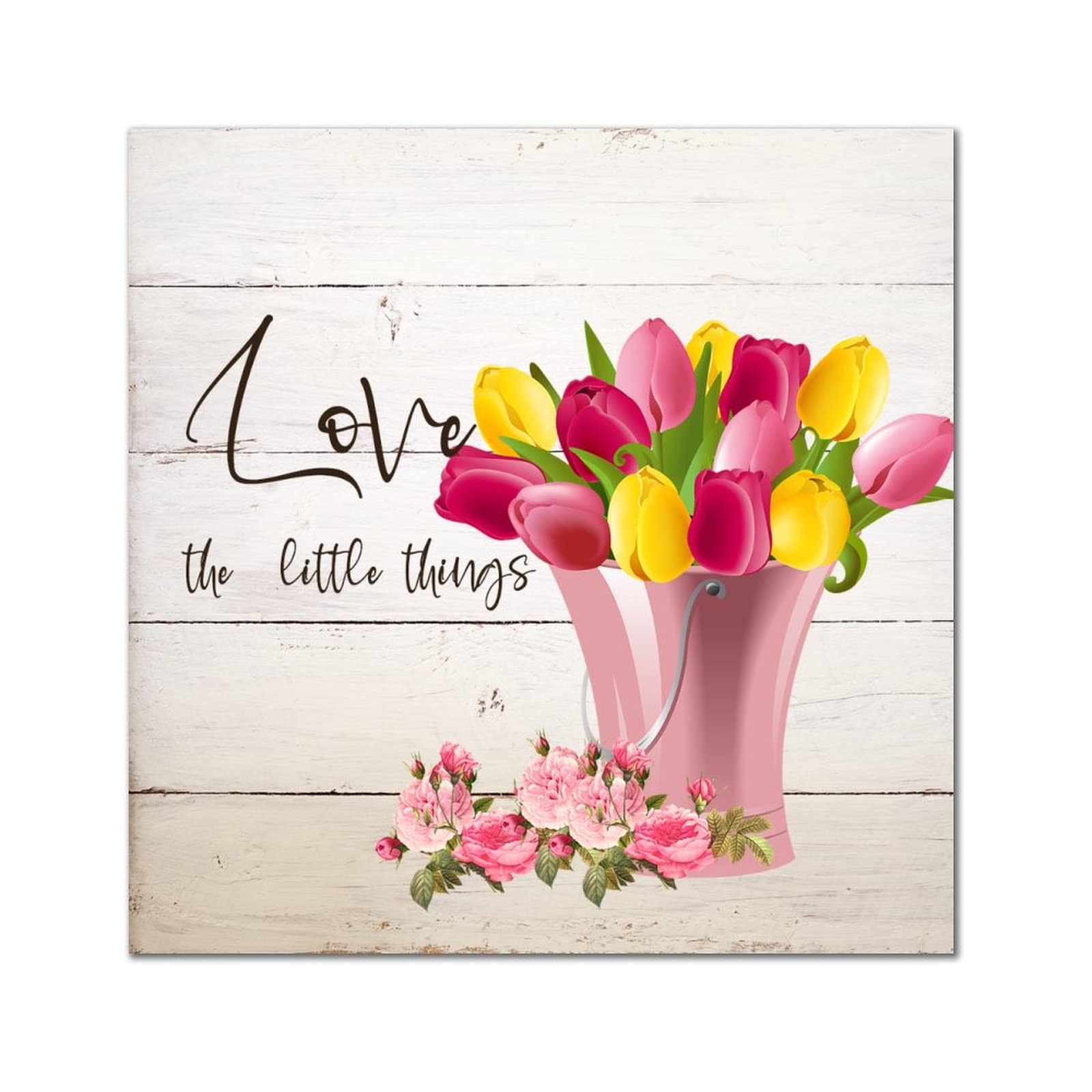 Cadeau de pendaison de crémaillère idéal : plaque en bois rétro tulipe pour la maison
