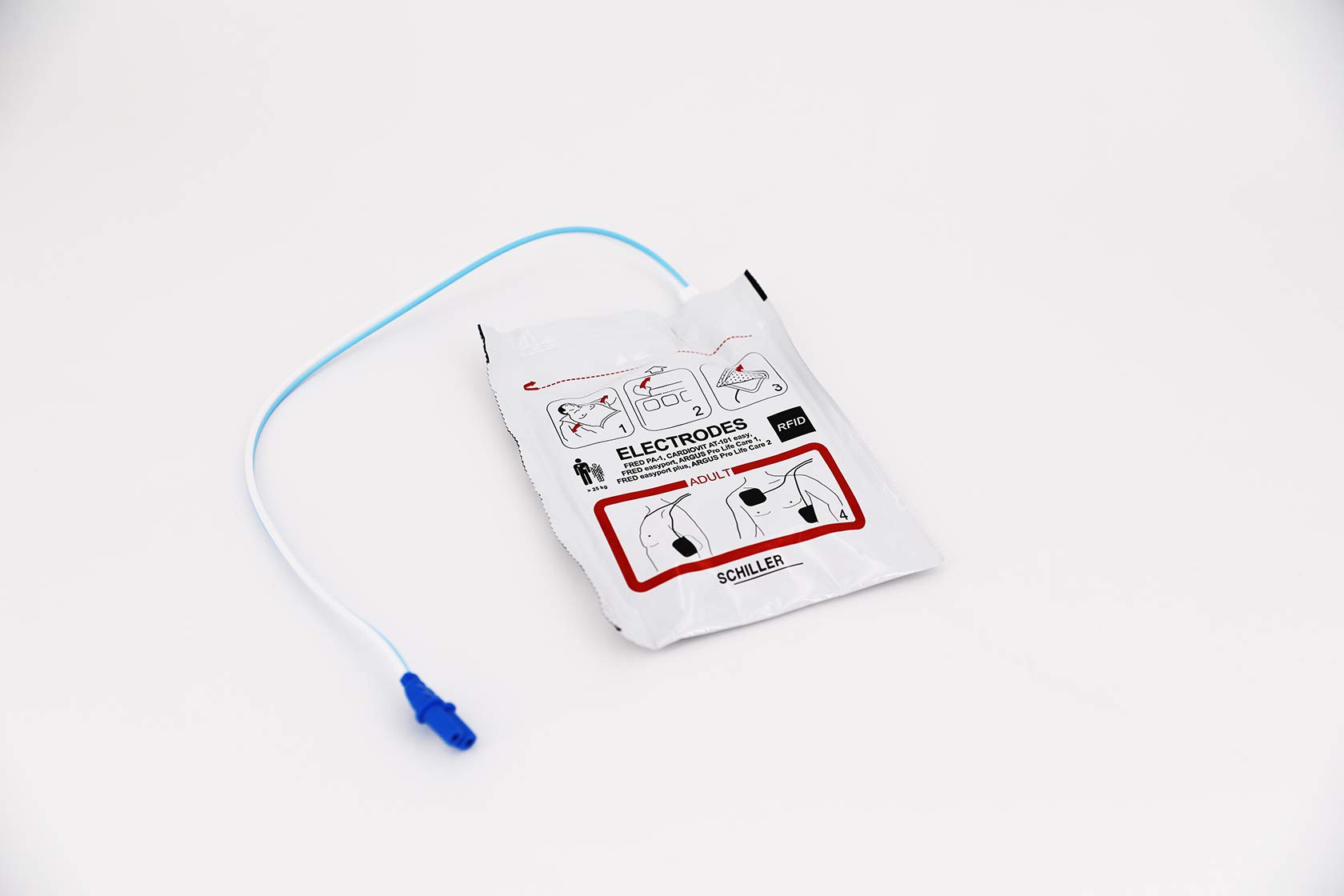 Notfallretter Defibrillator AED Basic, vollautom. Schockauslösung, Garantie Schiller Deutschland, HLW-Unterstützung inkl. Metallwandkasten & AED Standortwinkel, MDR-zertifiziert