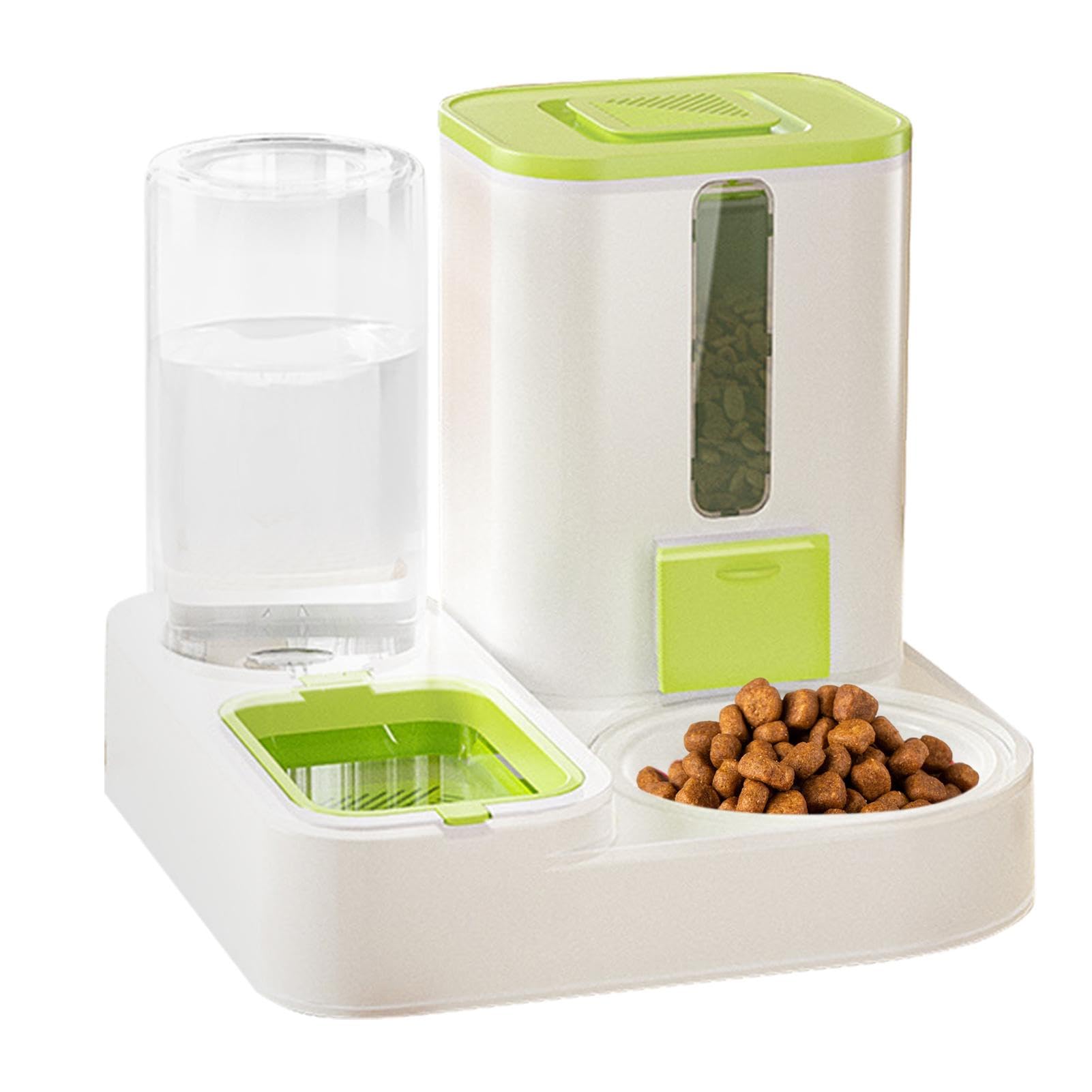 Comedero para Mascotas, Dispensador de Agua for Perros, alimentador automático for Mascotas Gran Capacidad, Reutilizable(Green)