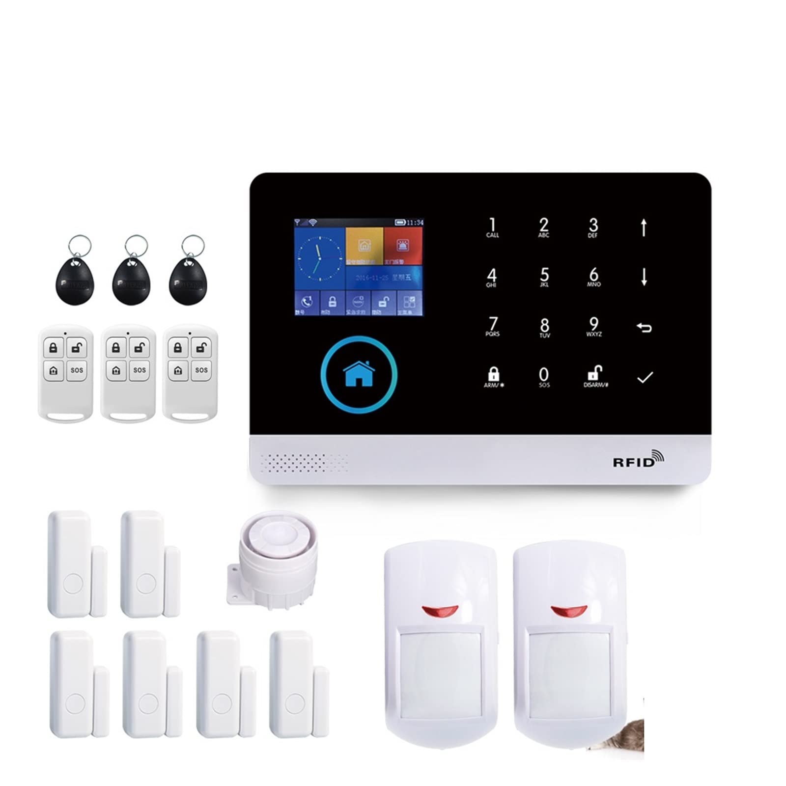 PG103 Sistema de Alarma WiFi 4G Tuya con Sensor de Movimiento inmune de Pet IP Cámara inalámbrica Smart Home Sprowing Soporte Control de Voz(G)