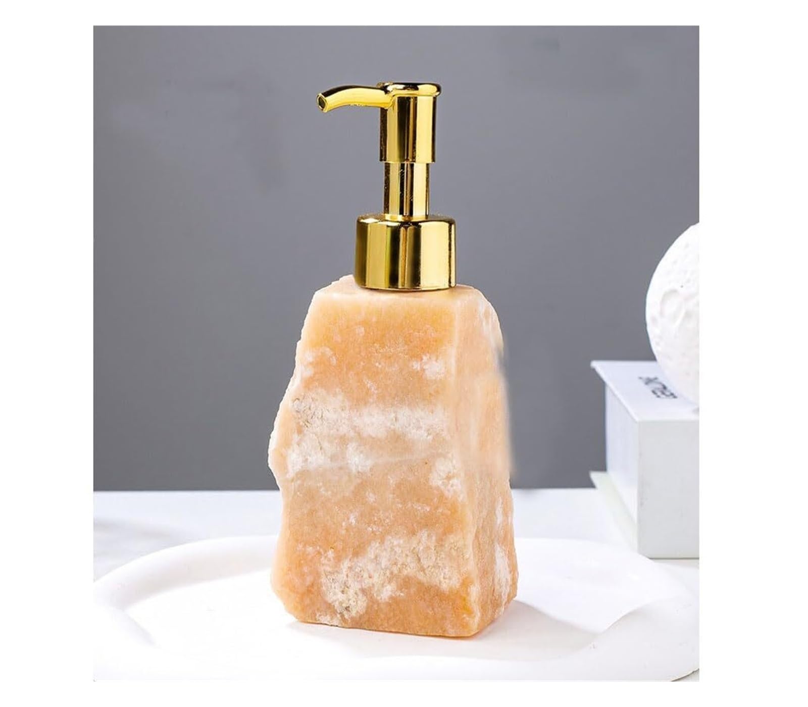 Dispensador de jabón para encimera de baño Dispensador de jabón con Bomba Acero Inoxidable, Cristal 0,84 Oz-1,1 Oz for Cocina y baño Decoración y Accesorios(Yellow Aventurine)