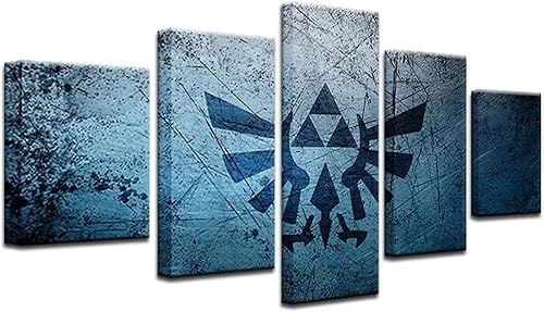 HAOSHUNDA Zelda - Póster de la trifuerza para decoración del hogar, arte de pared de 5 paneles (8 x 14 x 2, 8 x 18 x 2, 8 x 22 x 1)