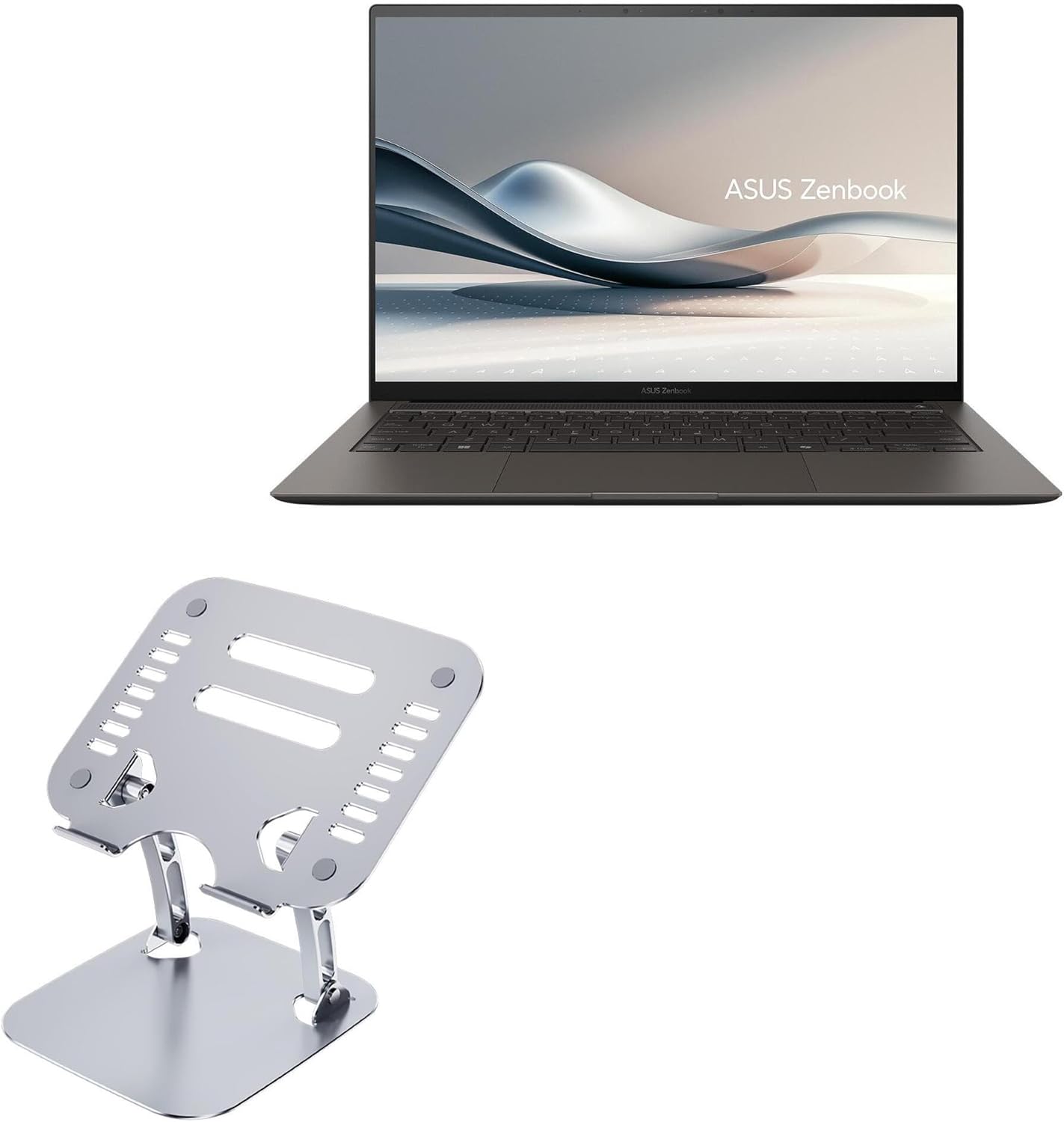 BoxWave Stand and Mount Compatible with ASUS Zenbook S14 (UX5406) (14 in) - Executive VersaView Laptop Stand, Ergonomic Adjustable Viewing Angle Metallic Riser - Metallic Silver