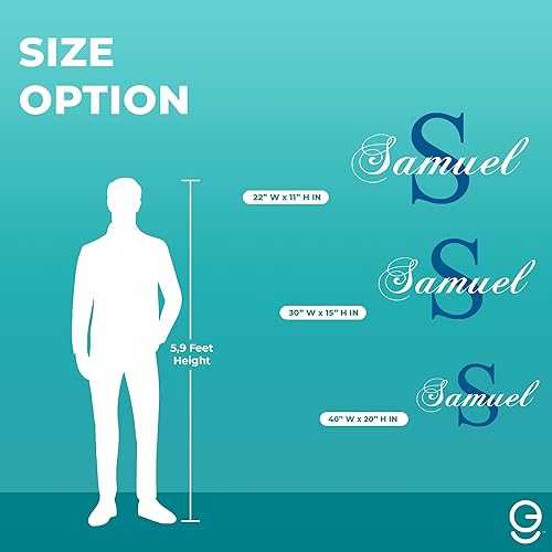 Miniatura 4 de e-Graphic Design Inc Calcomanía de pared personalizada con nombre y letras cursivas iniciales, decoración de bebé niño y niña, calcomanía mural para