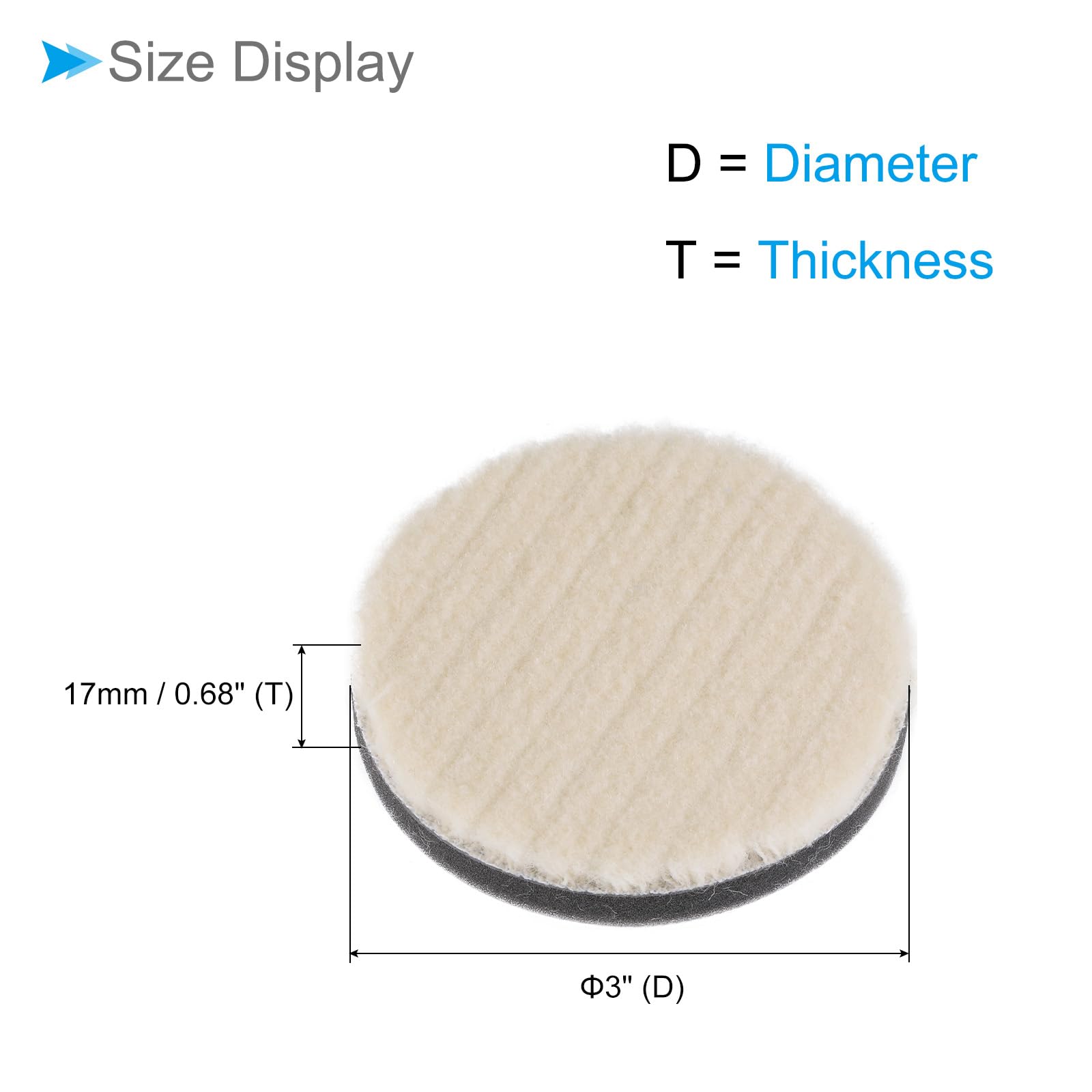 CoCud Wool Felt Sponge Polishing Pad, 3" Diameter, Wool Polishing Pad with a Thickened Sponge Buffing Wheel - Image 2