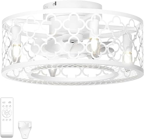 Ventiladores de techo negros de perfil bajo de 18 pulgadas con luces y control remoto, moderno para exteriores, cerrado, sin aspas, montaje