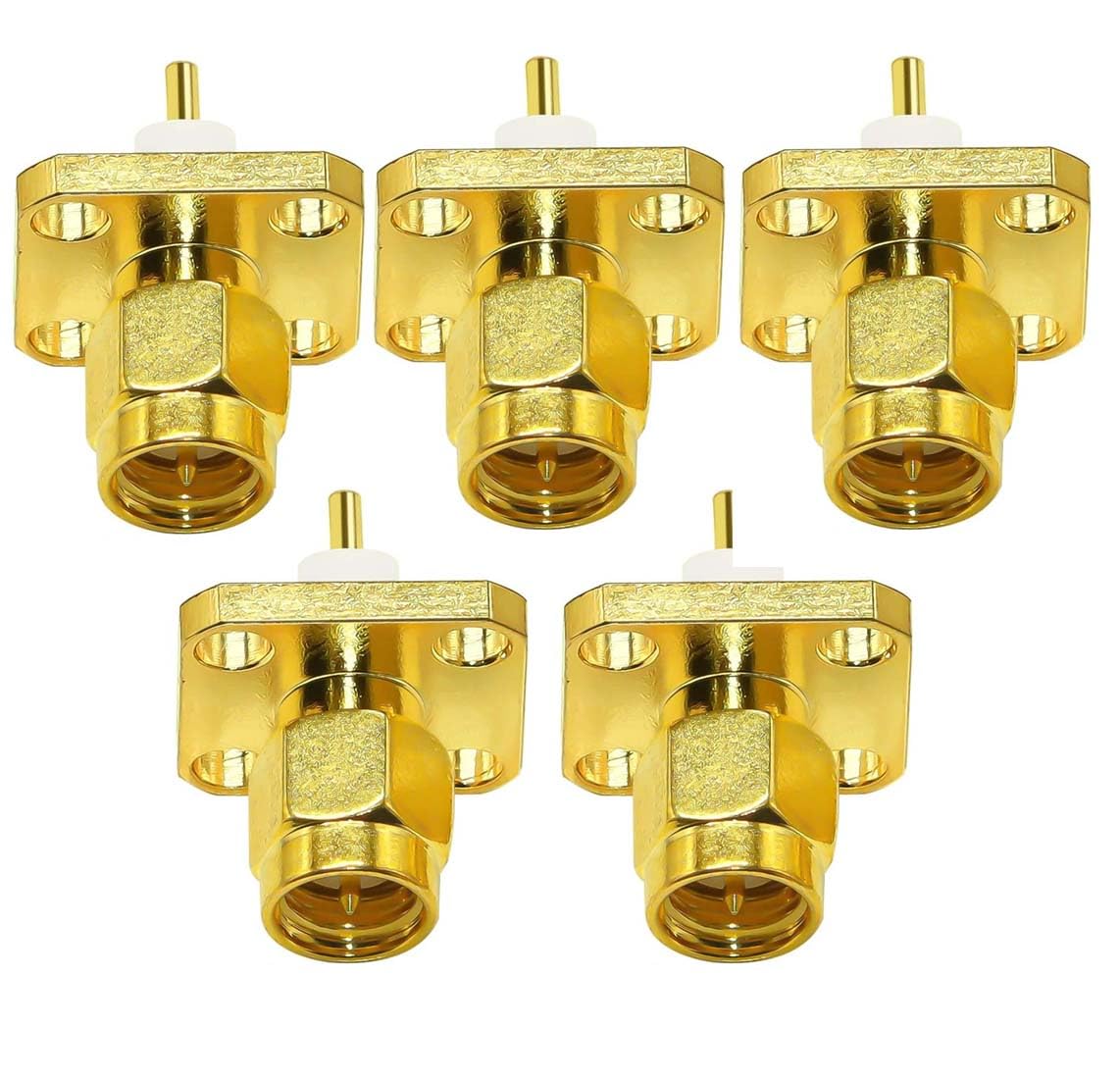 celano sma male rf coaxial adapter 4 holes panel mount solder post plug jack connector (pack of 5)
