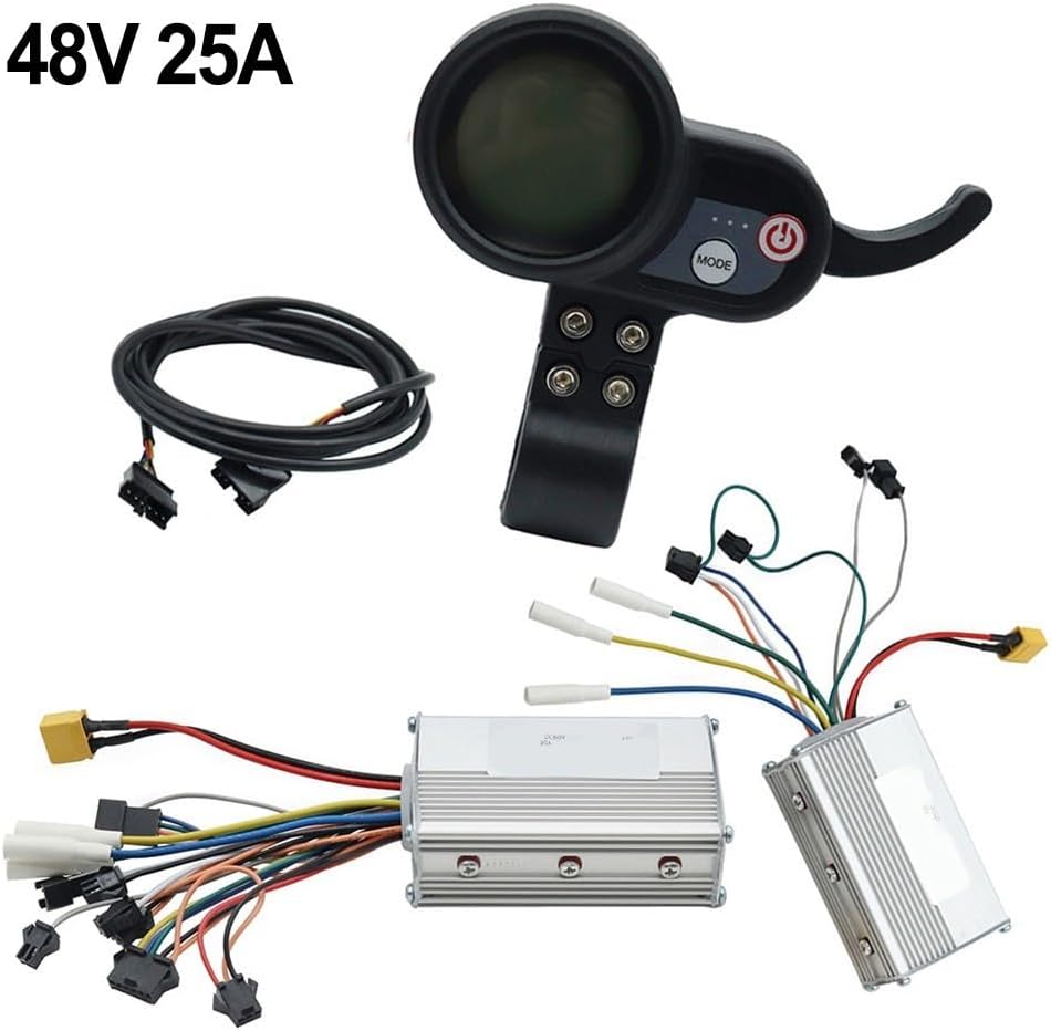 Controller Meter Kit For JP Electric Scooters, 48V/52V/60V 25A Dual Drive Controller LCD Display Accelerator Instrument Replacement Parts(60V 25A set)