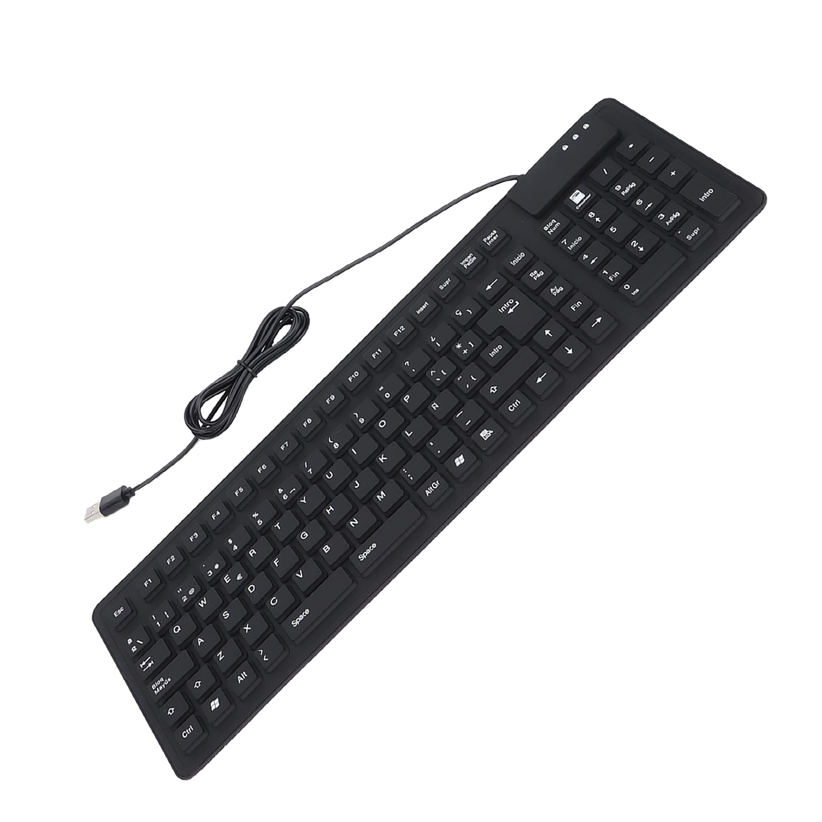 Teclados Plegables, Teclado de Máquina de Escribir Plegable Portátil con Cable USB Español de 105 Teclas Teclado de Silicona Ultra Delgado Plegable Silencioso Impermeable Y a Prueba de Polvo, para PC