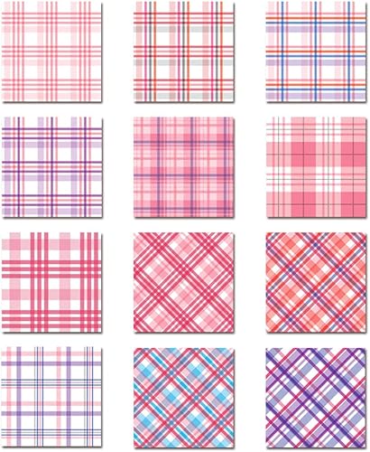 Miniatura 5 de 24 hojas de papel decorativo a cuadros de 6 x 6 pulgadas 12 diseños de un solo lado suministros de álbumes de recortes para hacer tarjetas álbumes