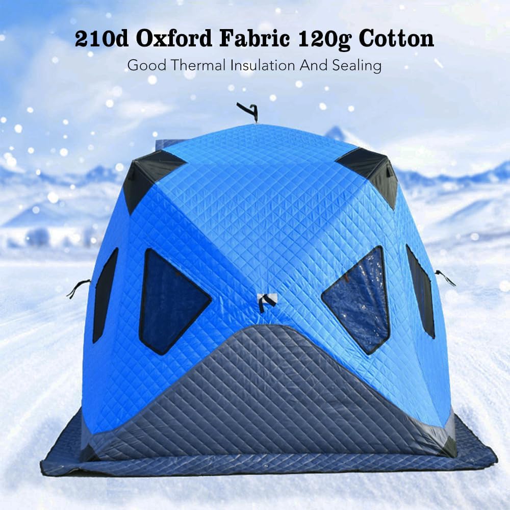 Tenda da pesca invernale per 3-4 persone, riparo per pesca sul ghiaccio, portatile, leggera, impermeabile, calda, tenda da campeggio per pescatori
