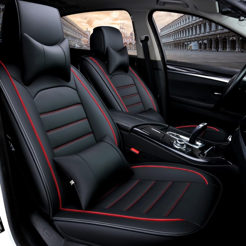 Housse siege voiture antiderapante cuir PU noir rouge pour Jetta et Beetle