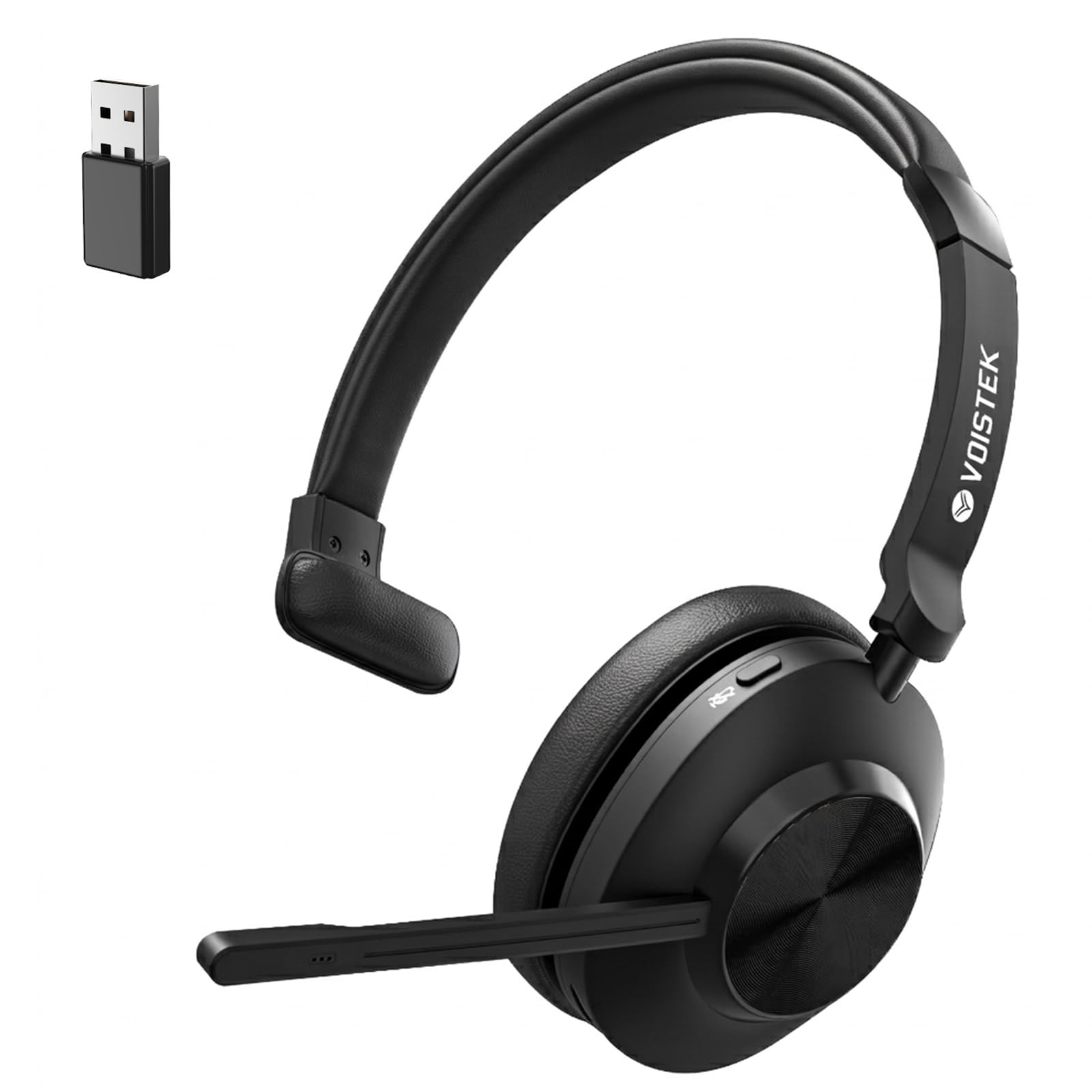 Voistek Wireless Headset with Mic for Work, Bluetooth Wireless Headphones with Microphone Noise Cancelling for PC Computer, Laptop, Cell Phones, Home Office, Call Center, Zoom, Teams, Online Meetings-picture-16