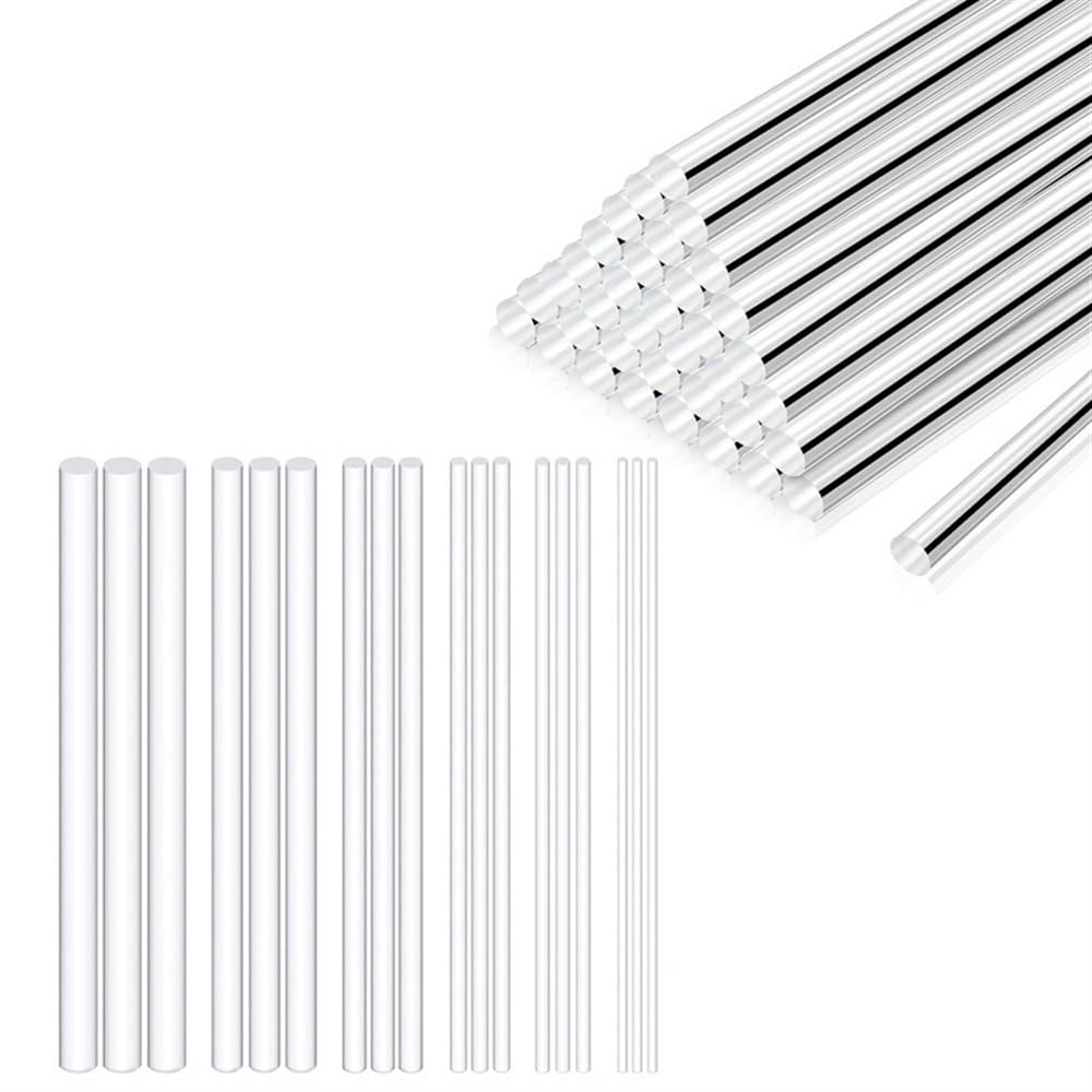 Akrylowe pręty okrągłe, 5 szt. okrągłych prętów akrylowych, przezroczysty pręt akrylowy do ozdoby tortu, średnica 1 mm do 20 mm, 4/8/10/12 cali, długi, okrągły, solidny pręt(2x250mm)