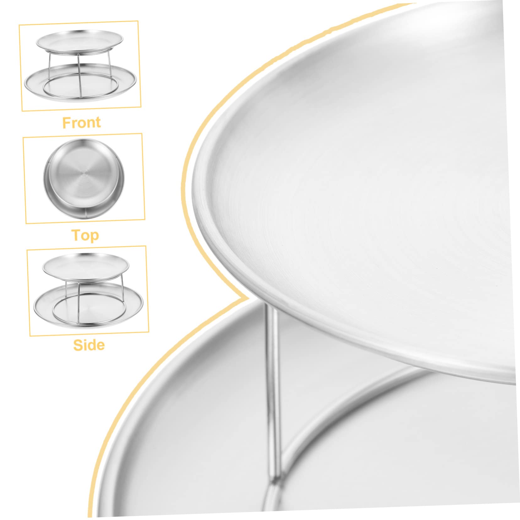 INOOMP Set Vassoio Torta Doppio Strato in Acciaio Inossidabile Argento Riutilizzabile per Dessert e Snack per Feste e Uso Party