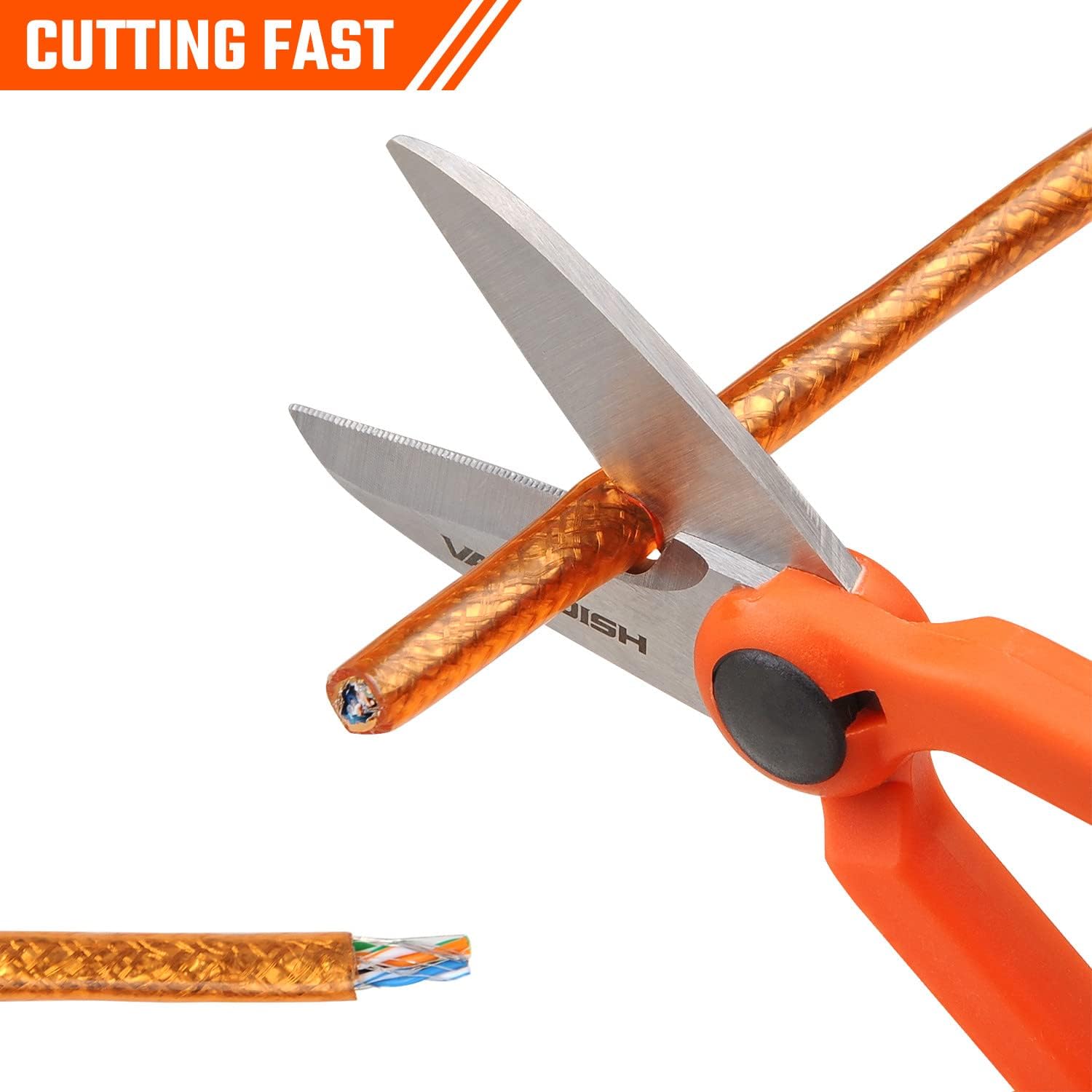 Vanquish Electrician Scissors with Stainless Steel Serrated Blades and Wire Cutting Notch, 5.7 Inch (3260) - - 