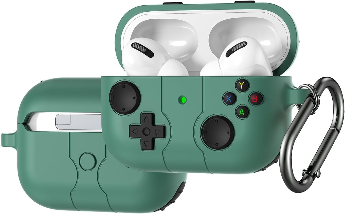 SaharaCase Inspire Series Case for AirPods Pro (2nd Generation) - Ergonomic Closed Design, Triple Silicone Material Composition, Carabiner Clip (Cactus Green)