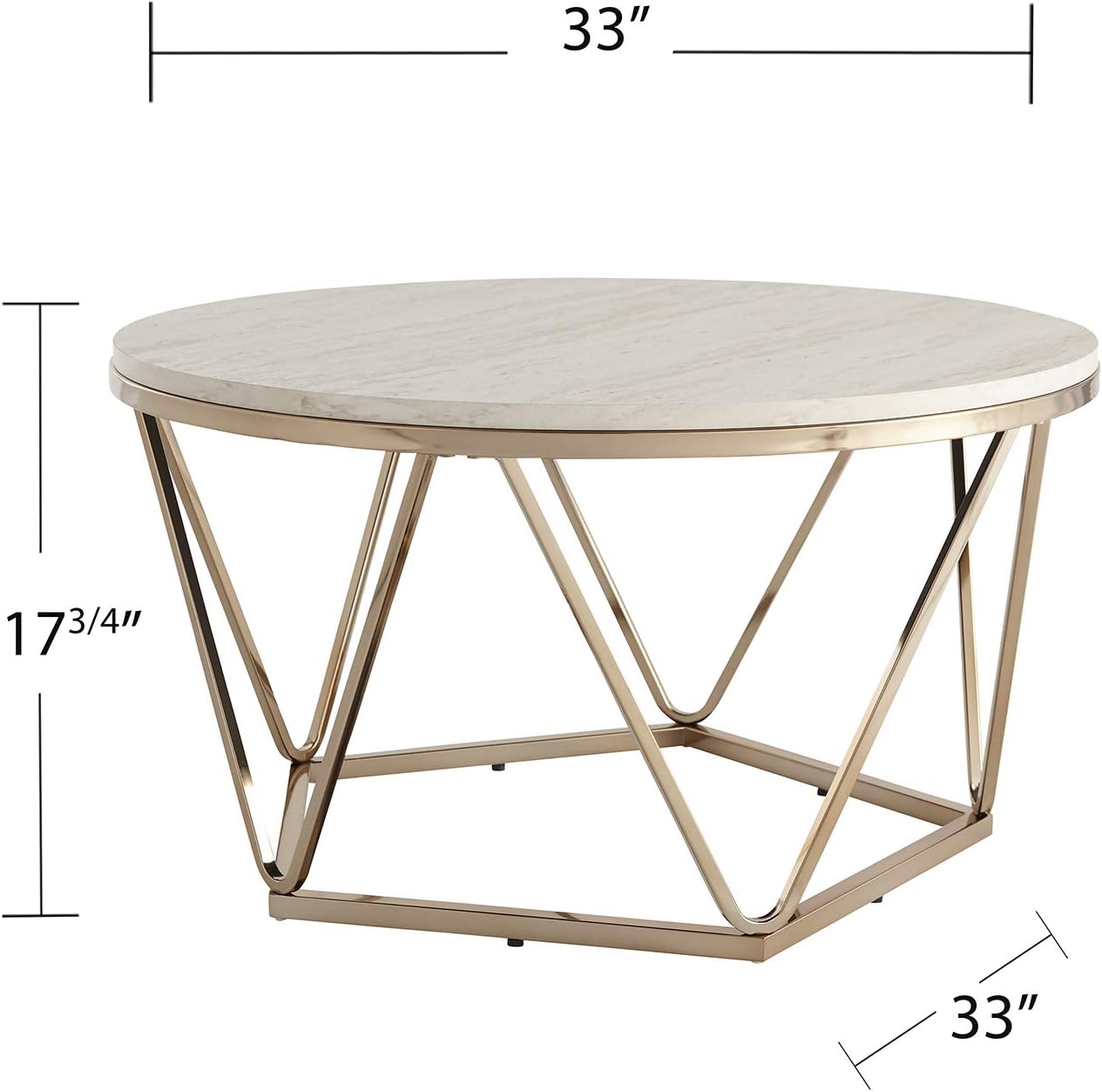 SEI Furniture Luna Faux Stone Round Coffee Table, Champagne