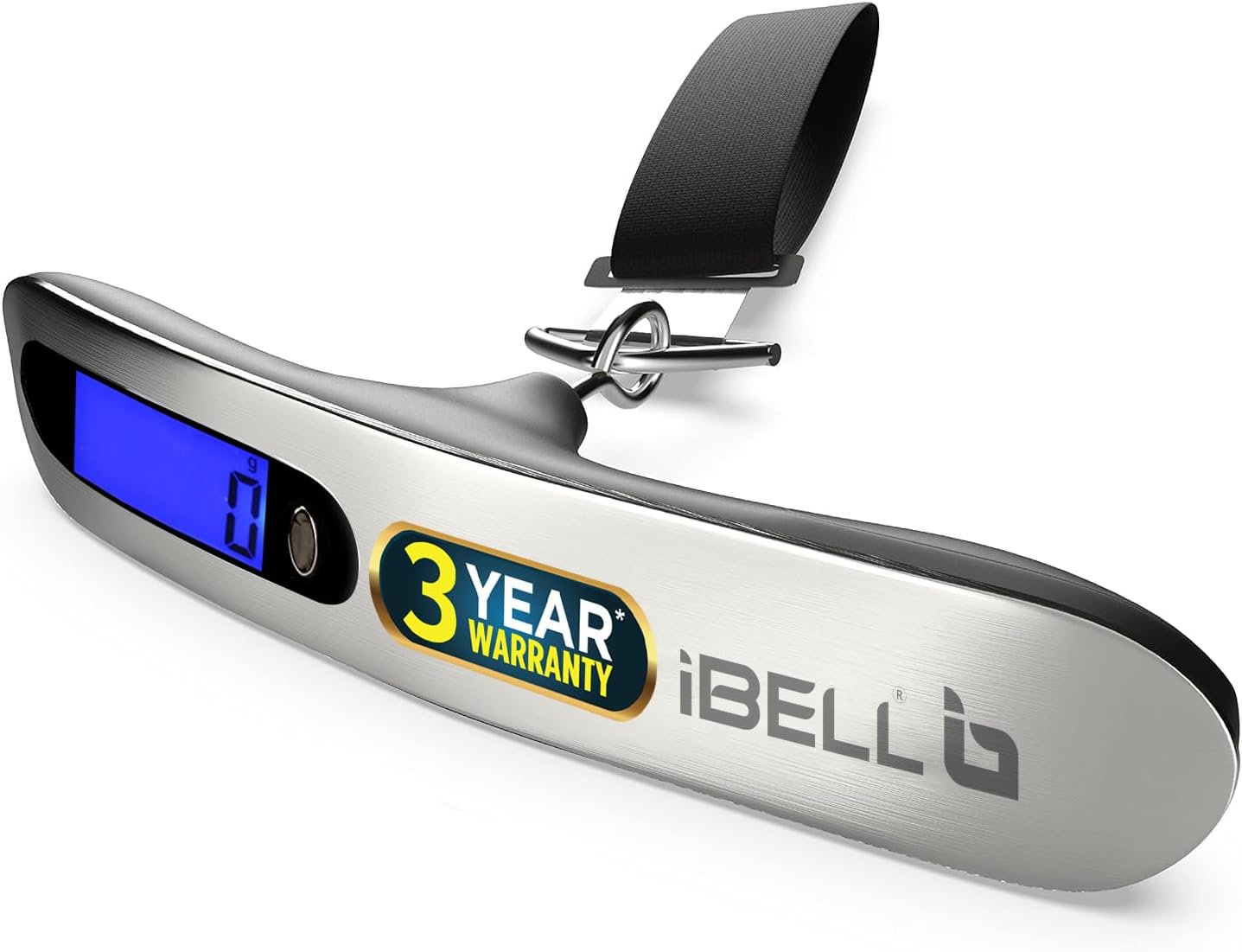 iBELL Premium Stainless Steel Weight Machine For Luggage Weighing Scale, Portable, 50 KG, Hook Type With Digital LED Screen & Tare Function, LS5010M (Silver)