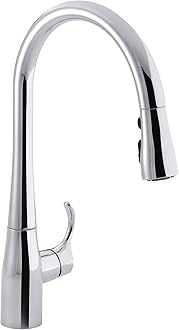 Kohler K-596-CP Simplice Metal Single-Hole Pull-down Kitchen Faucet, Polished Chrome