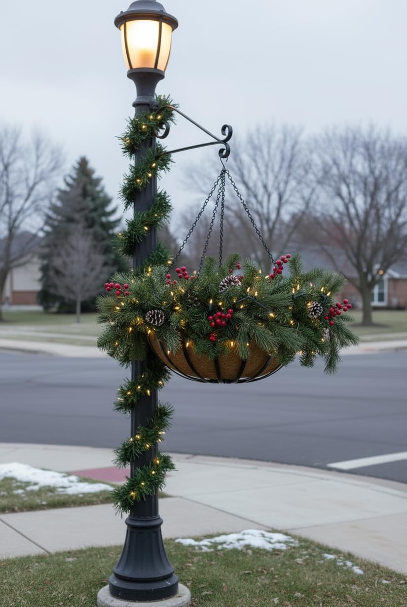 22 Inch Commercial Hanging Basket - Single - Black PVC Coated Steel