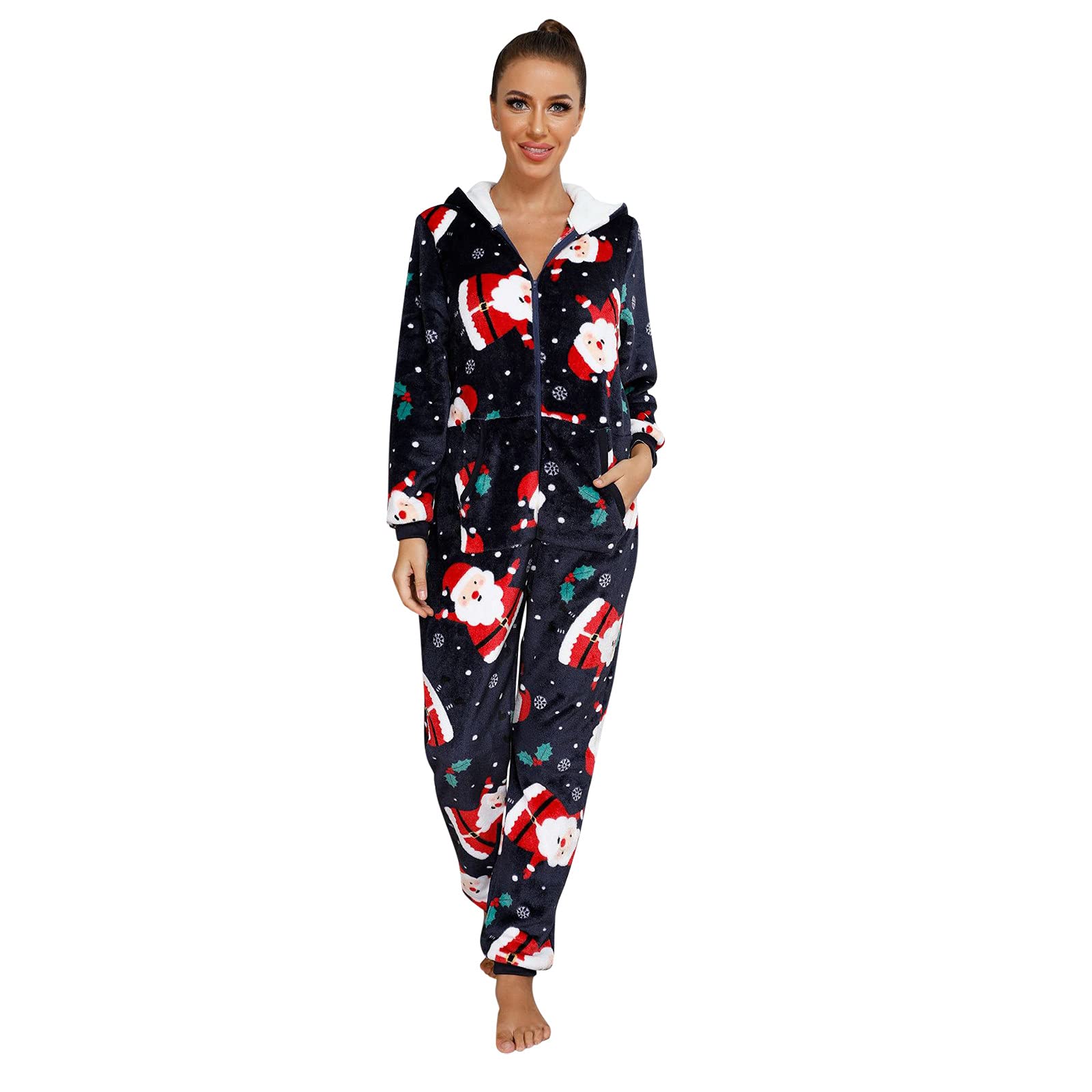 Combinaison Pyjama Femme Stitch Pyjama Femme Hiver Polaire Chaud Barboteuse Ample Onesies Deguisement à Capuche Imprimé En Flanelle Vêtements De Nuit Bodysuit Cosplay Halloween Noël Fête Costume