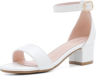 LAURMOSA Girls High Heels Sandal for Girls Open Toe Ankle Buckle Strap Dress Shoes for Little Big Kids in Wedding Party Block Chunky Pump Sandals