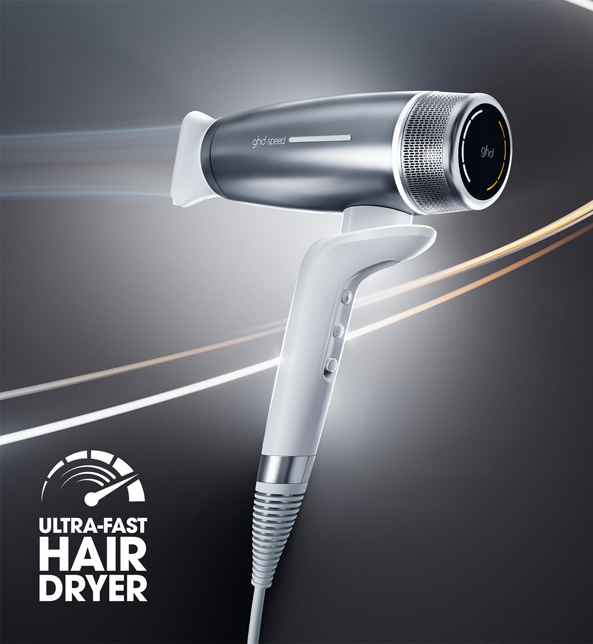ghd Speed Ionic Hair Dryer in Silver White - Fast, Quick, Powerful Blow Dries with Control & No Heat Damage, ghd's Best Blow Dryer - for All Hair Types (UK Plug) - 2