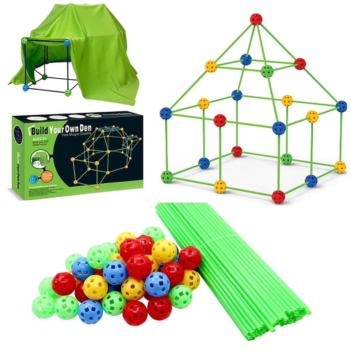 Qixfyze Fort Building Kits For Kids, DIY Play Tent Making Set, Den Building Kit Construction Toys