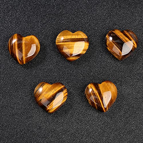 5Pcs Heart Crystal Stones Thick Rose Quartz Opal Palm Tiger's-Eye Healing Crystal Natural Polished Love Shaped Pocket Stones, Reiki Gemstone Energy Balancing Meditation Gift 0.99X0.99X0.47 Inch #TOP3
