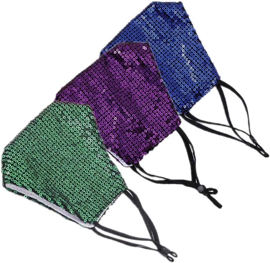 Sparkle Sequins Face Cover Glitter Mouth Cover Breathable Face Shield Sparkly Face Coverings for Women and Girls