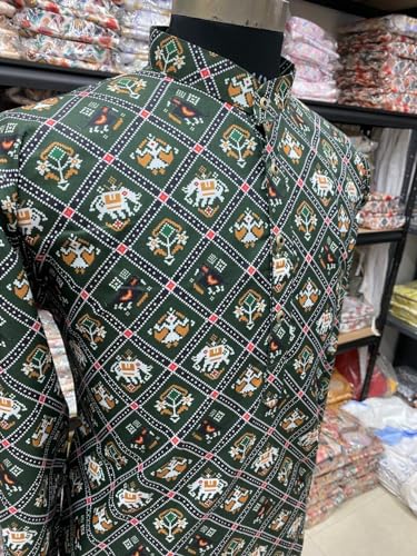 Image of FOXDX Men's Traditional Cotton Floral Printed Only Kurta