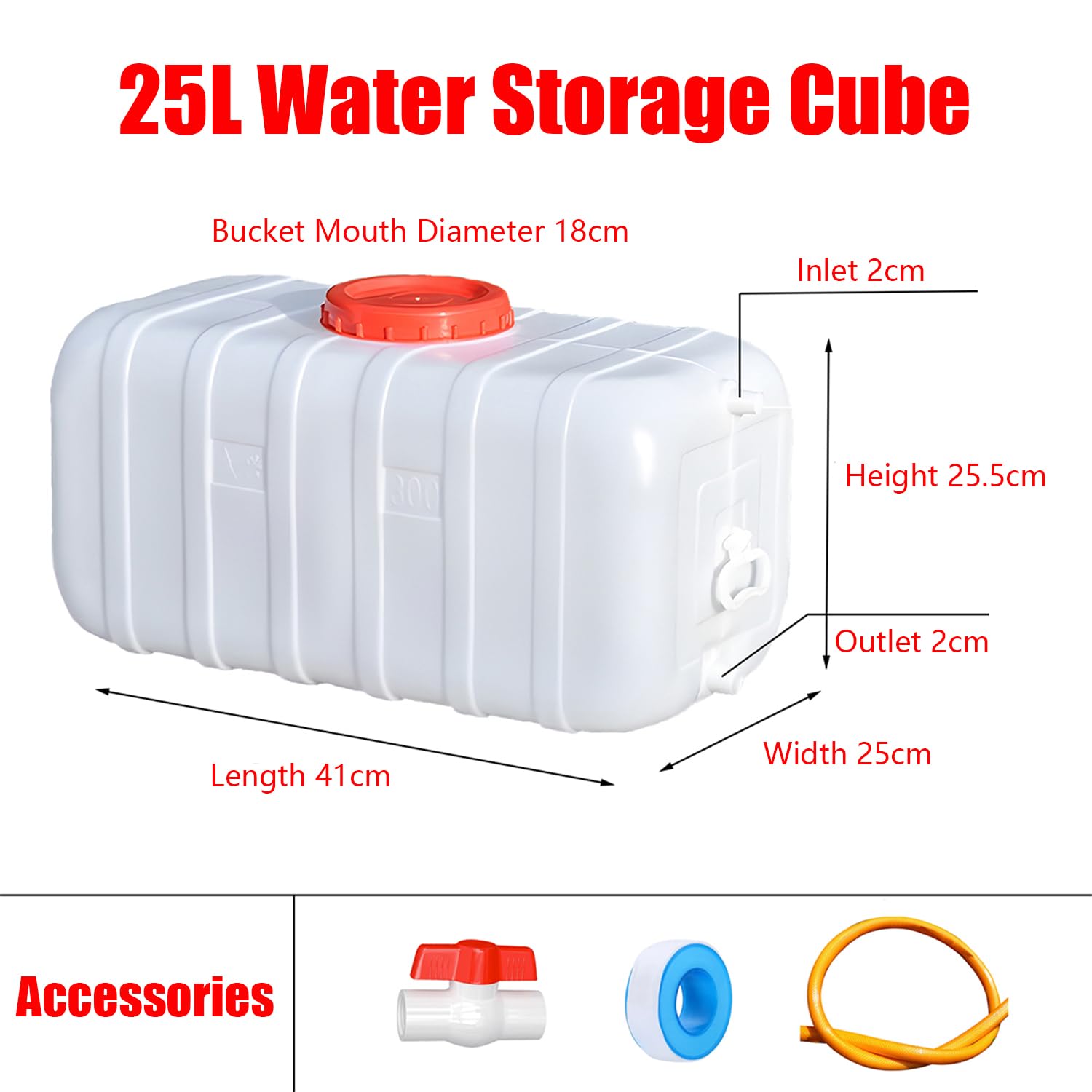 Bidon d'eau avec Robinet 25L/35L/50L/80L/110L/200L Robuste Réservoir d'eau de Voiture Sac d'eau de Seau Portatif pour Camping Car Voyage Voiture Maison Fitting(Size:25L)