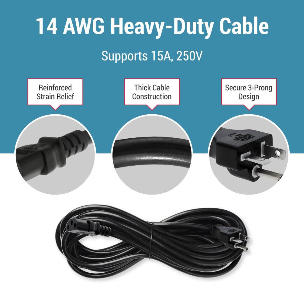 CablesAndKits - Robustes AC-Netzkabel (3 m) – 15 Ampere/250 Volt, 14 AWG, 6–20P auf C13, (NEMA 6–20P auf IEC-60320-C13) – Verlängerungskabel Stecker auf Buchse für PC- und Computerausrüstung