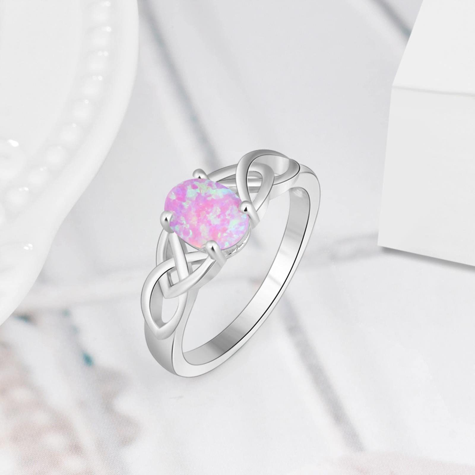 LOKILOKI Set di Gioielli in Argento Sterling 925 Donna Anelli in Pietra Opale Ovale Bianca Orecchini A Bottone Bracciali Set di Gioielli da Sposa