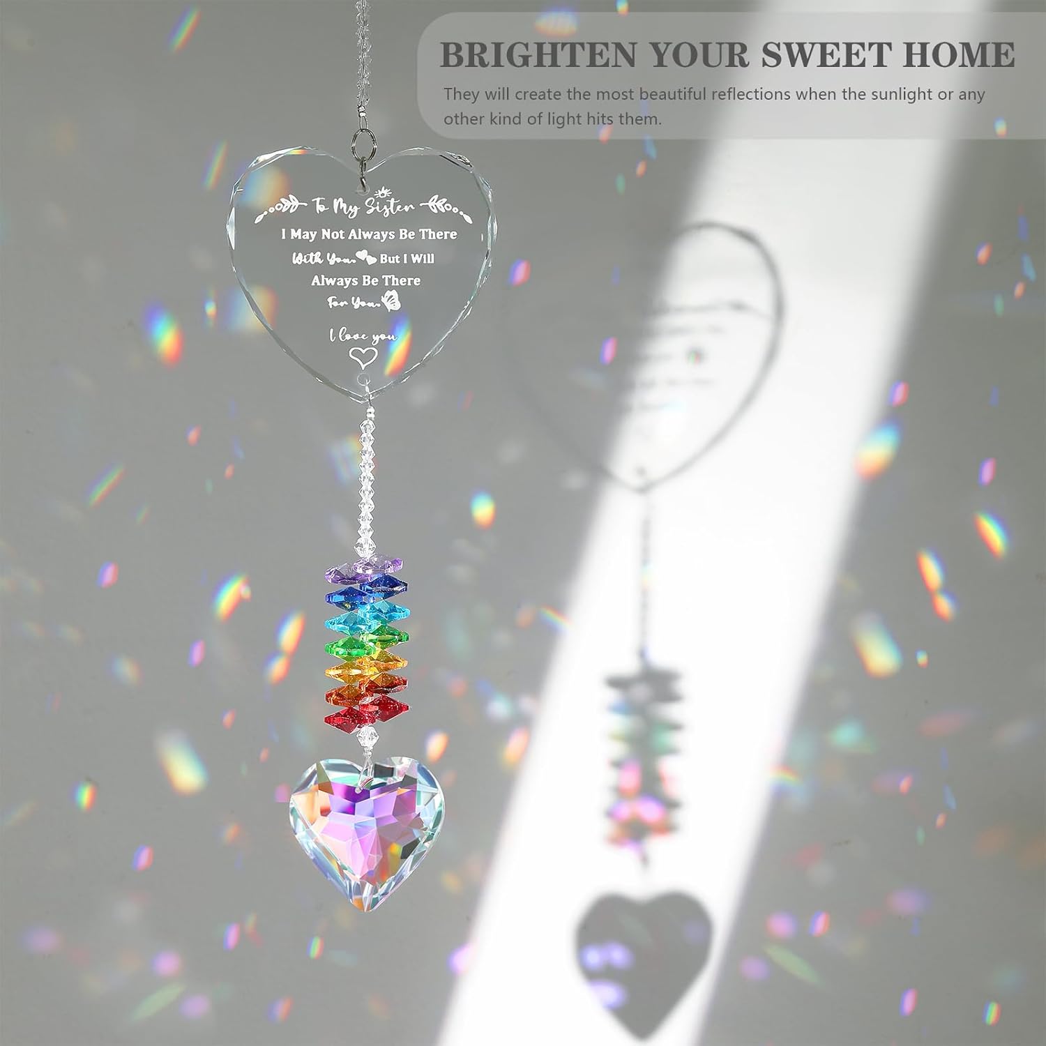 Sister Gifts, Crystal Suncatcher Gifts for Sister Birthday, Sisters Gifts from Sister, Unique Gifts for Sister, Window Hangings Home Decoration - Image 2