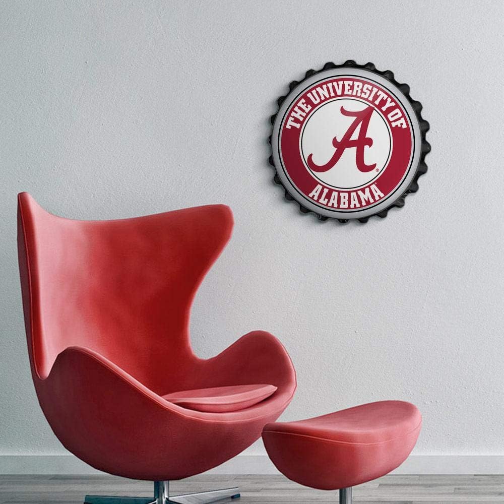 The Fan-Brand NCAA Alabama Crimson Tide: Bottle Cap Wall Sign - Football, Basketball & Baseball Wall Decor - College Sports Décor for Home, Office, Game Room, Fan Cave & Garage - USA Made