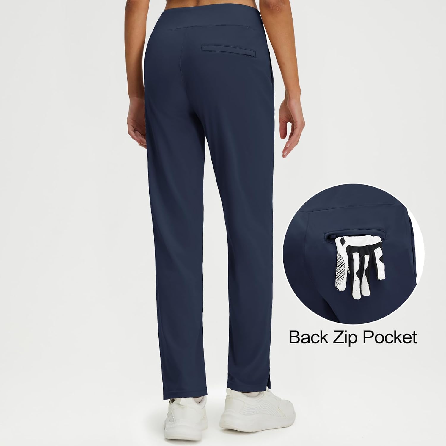 M MAELREG Women's Golf Pants Zipper Pockets Business Slacks for Work Travel Office Stretch Wrinkle Free Dressy Casual Pants