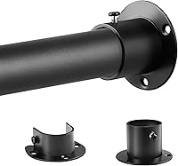 Tiemlet Heavy Duty Adjustable Closet Rod 17-110 Inch, 1.3" Diameter Black Stainless Steel Pole - 60 lbs Capacity for Wardrobes