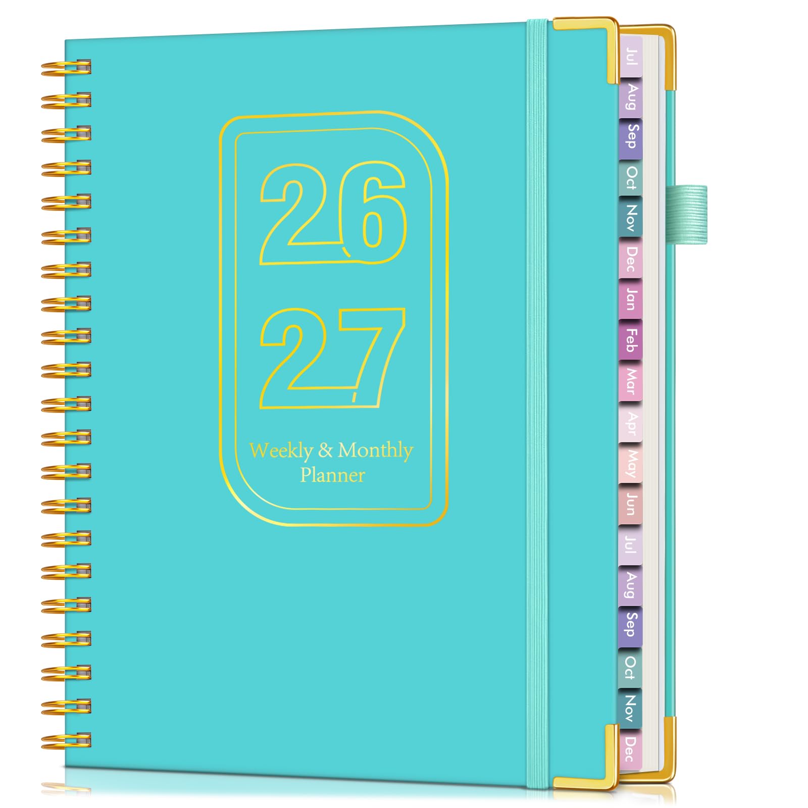 A4 18 Months Academic Planner 2026-2027, Weekly and Monthly Calendar Planner from July 2026 - June 2027, Hardcover Leather Book with Tabs, Spiral Daily Planners for College School Teacher Student