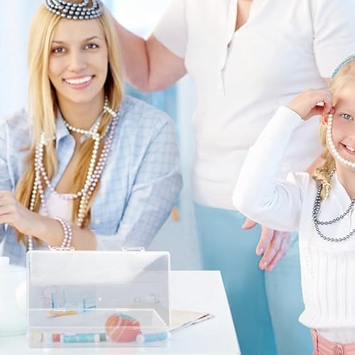 Miniatura 5 de Rocutus Contenedores de almacenamiento de plástico transparente, paquete de 8 mini cajas de cuentas con tapa con bisagras, tamaño grande (7.7 x 4.1