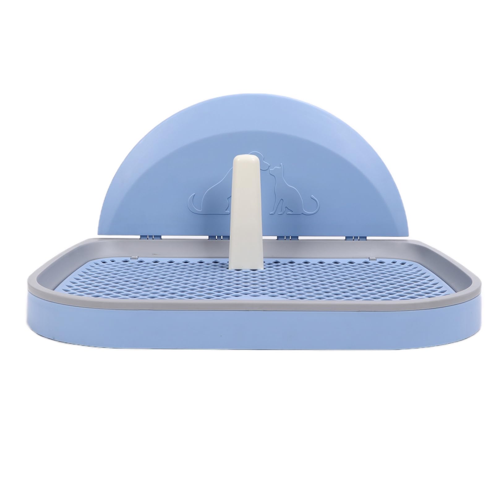 AMONIDA Inodoro para Mascotas, Bandeja Portátil de Malla para Orinal para Perros con Poste Extraíble para Perros Pequeños y Gatos, Plástico Fácil de Limpiar, 22,4 Pulgadas X 17,7 Pulgadas (cielo azul)