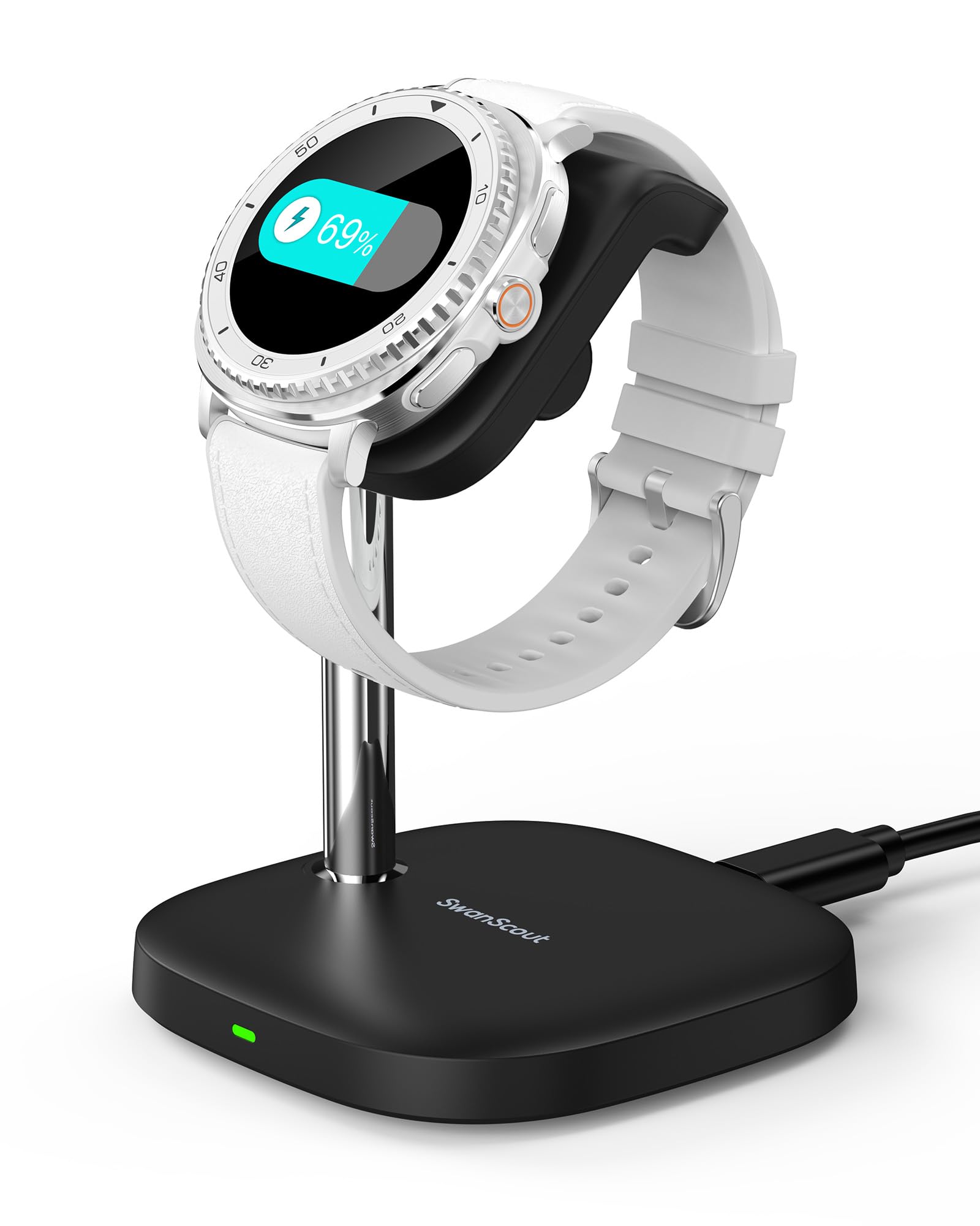SwanScout 505S Galaxy Watch 7/Ultra/6 Charging Stand, Galaxy Watch Charger, Adjustable Angle, Rapid Lightweight, Compatible with Samsung Galaxy Watch 7/Ultra/6/6 Classic/5/5 Pro/4/3/Active 2