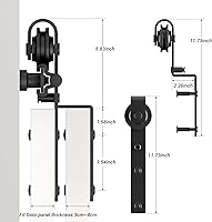 Vista 5 de Kit de herrajes para puerta corrediza de granero de derivación de 5 pies, herrajes para puerta corrediza de modo de riel combinado, puertas