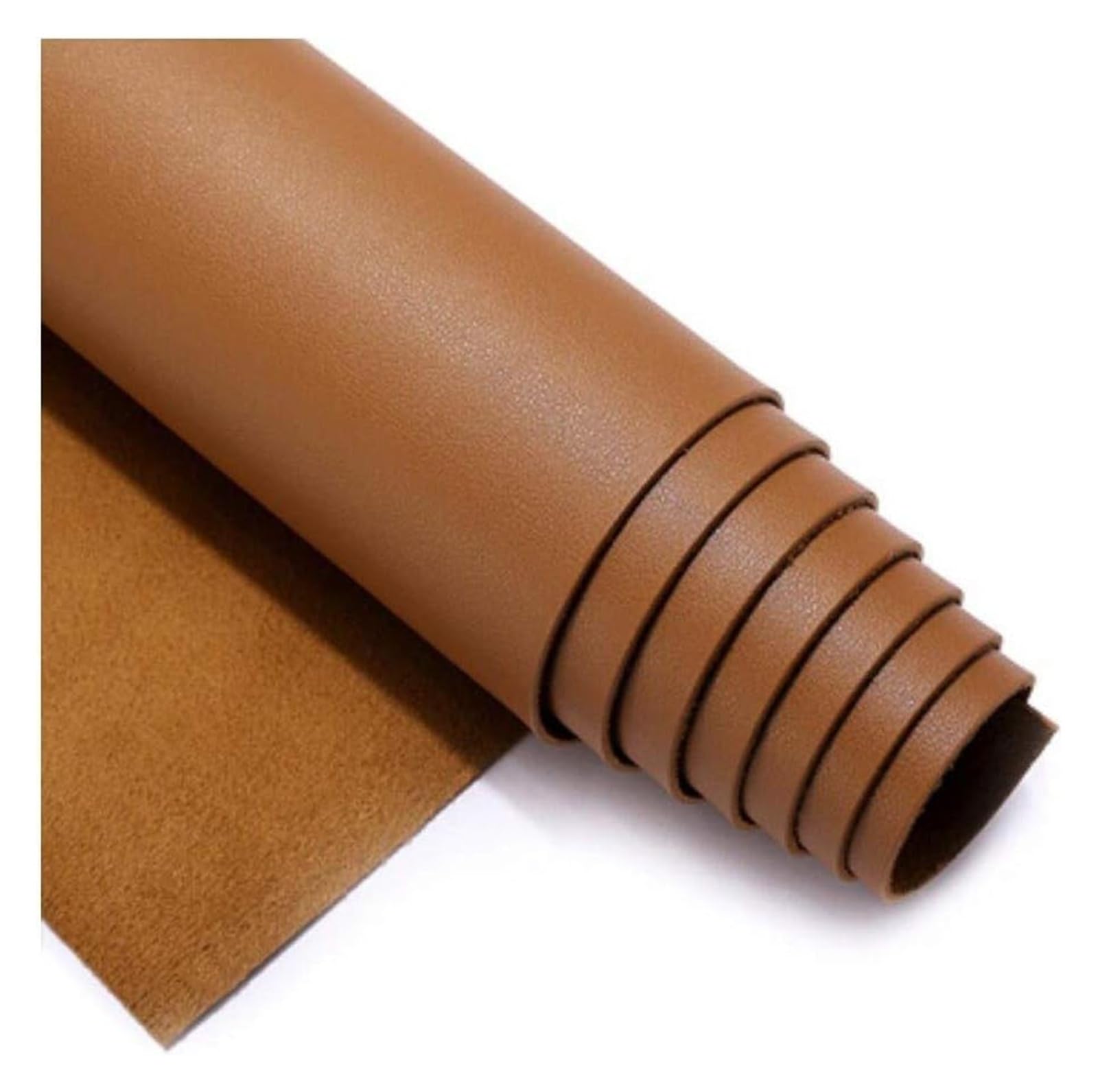 Waterproof Faux Leather Fabric， Faux Leather Leatherette PU Heavy Feel Upholstery Fabric Yellow-Brown Multiple Sizes